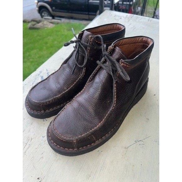 Clarks Wallabee Chukka Boots Lo Brown Beeswax Leather Men Size 8.5M